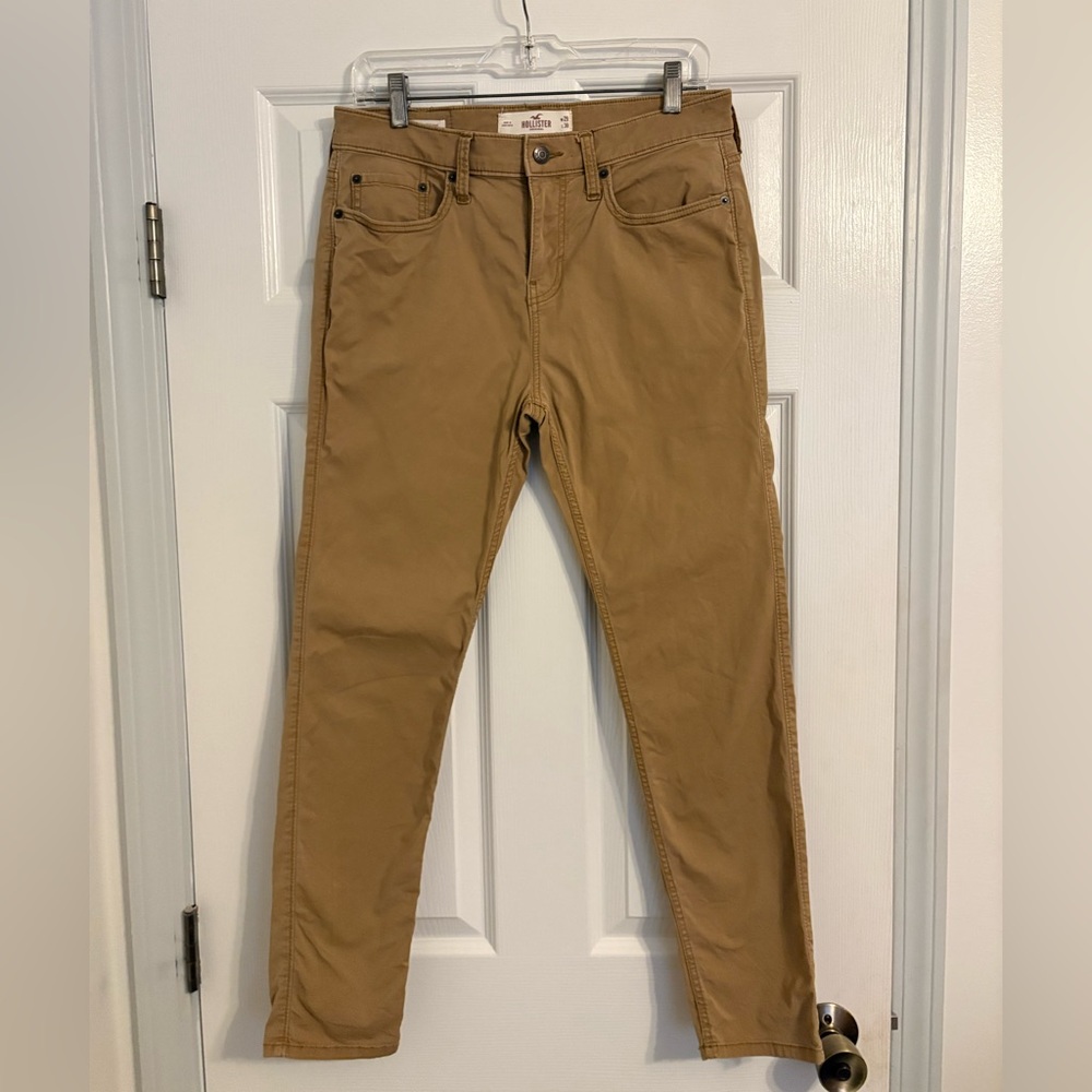 HOLLISTER CHINO PANTS SUPER SKINNY 5 POCKET EPIC FLEX BROWN TAN MEN BOY W29 L30